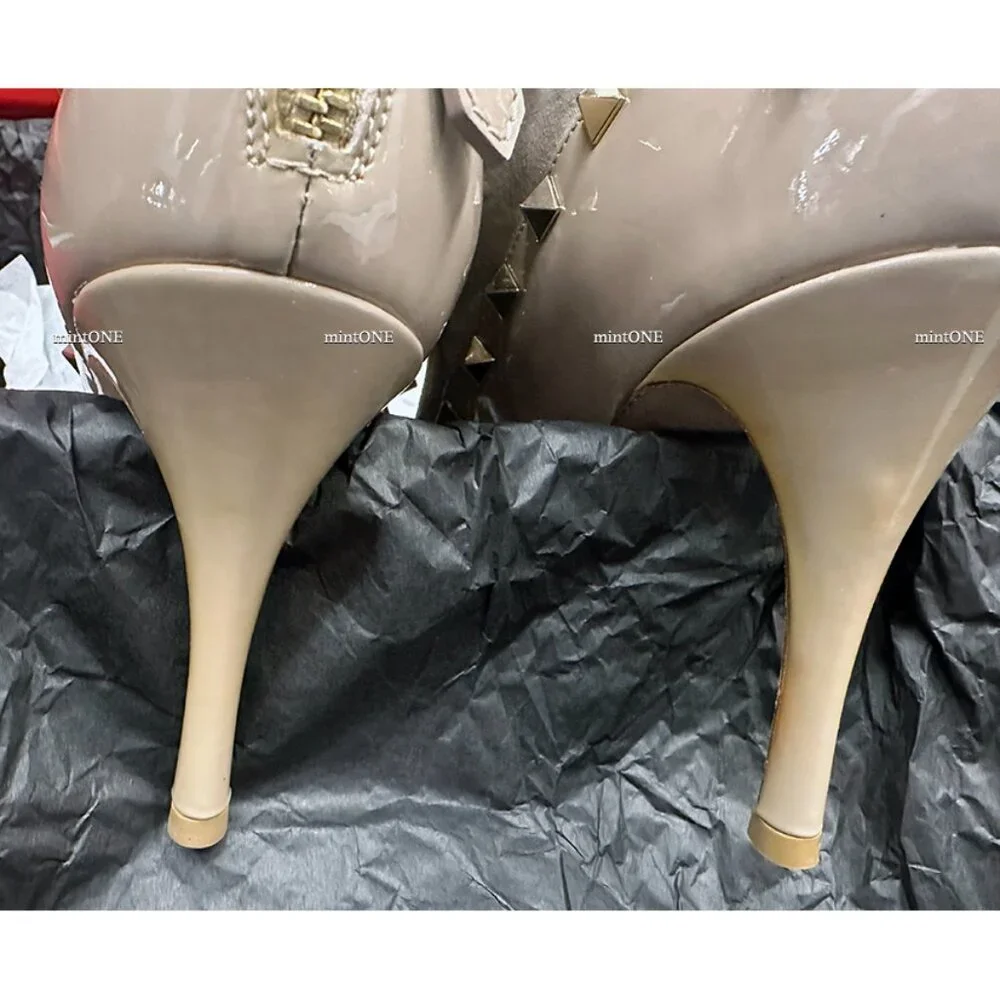VALENTINO Suede And Patent Leather Rockstud Ankle Boots